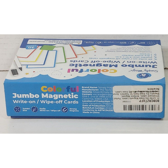 30 Jumbo Magnetic Write-on Wipe-off Cards 6 x 4in Dry Erase Labels Marker Eraser - Picture 6 of 7
